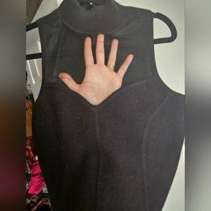 NWT Anthropologie high neck mesh neck heart collar darted bodice stretch top XS